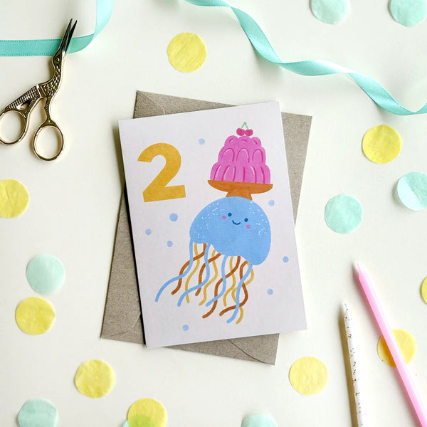Age 2 Jellyfish Birthday Card
