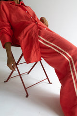 Linen Pant - Watermelon (Peach Stripe)