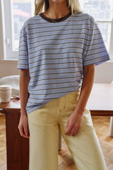 Stevie Slouchy Tee/china blue/choc butter stripe