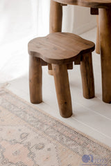 Hardwood Tree Table and 3 Stools Set