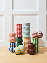 FONDA VASE BURGANDY PINK STRIPE