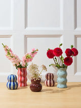 FONDA VASE BURGANDY PINK STRIPE