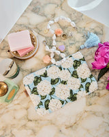 Hydrangea Blue Velvet Cosmetics Purse One Size