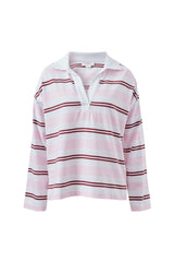 Shelby Slouchy Rugby Top| Sunfaded pink/mulberry stripe