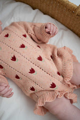 Cotton Pointelle Knit Romper | Sherbet Tulip