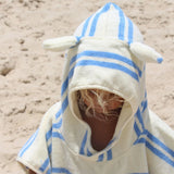 Kids Character Hooded Towel Sammy the Seagull Blue Stripe