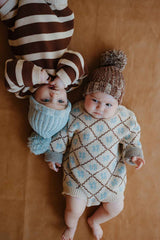 Cotton Knit Romper | Tiramisu Stripe