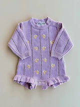 Bloom Pointelle LS Romper Aster | 3-6M