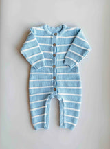 Raised Stripe Full Romper | Arctic