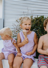 Lola Romper | Lilac Gingham