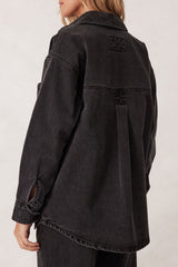 Bobbi Side Pocket Denim Shacket | Washed Black