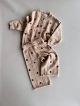 Cotton Knit SET | Embroidery Brown Daisy