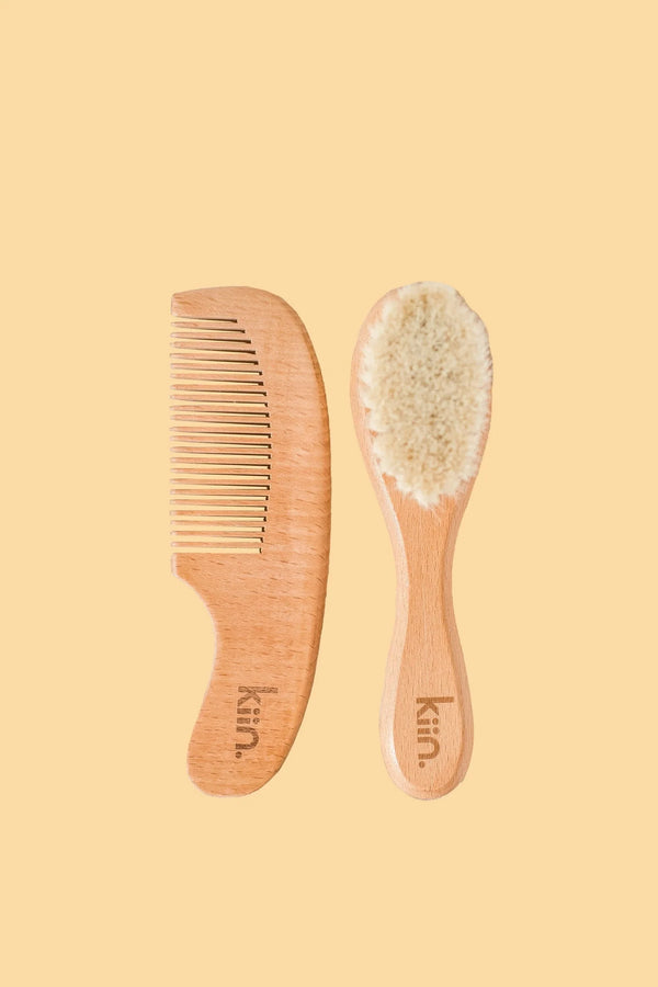 Wooden Baby Brush + Comb Set