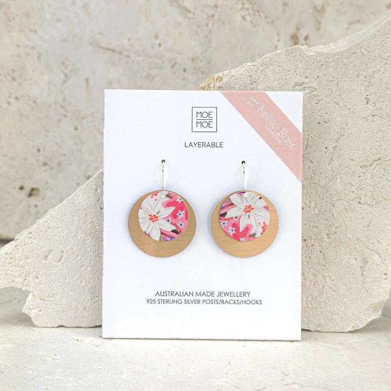 Kelsie Rose Power Pink Layered Large Circle Drop Earrings