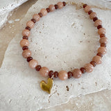 Wilma Necklace - Biscuit | Gold Heart