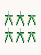 Linen Bow Stripe Green Set of 6
