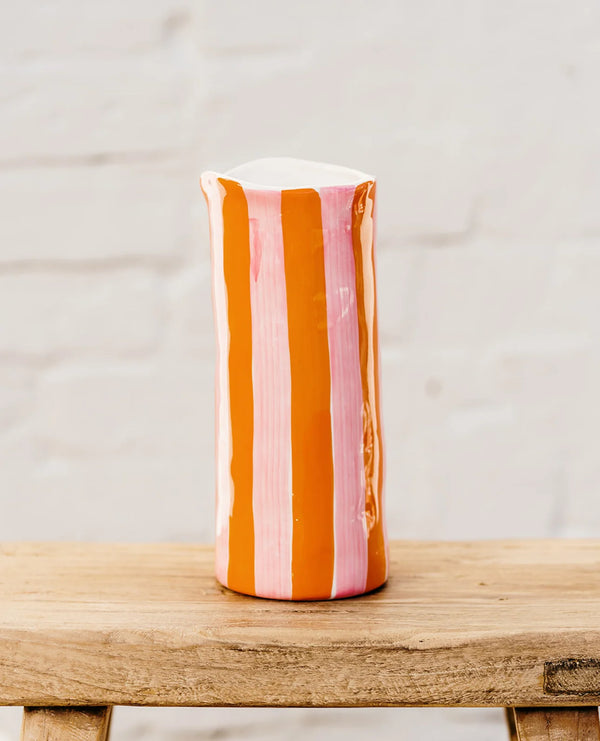 Medium Vase - Pink & Orange Stripe