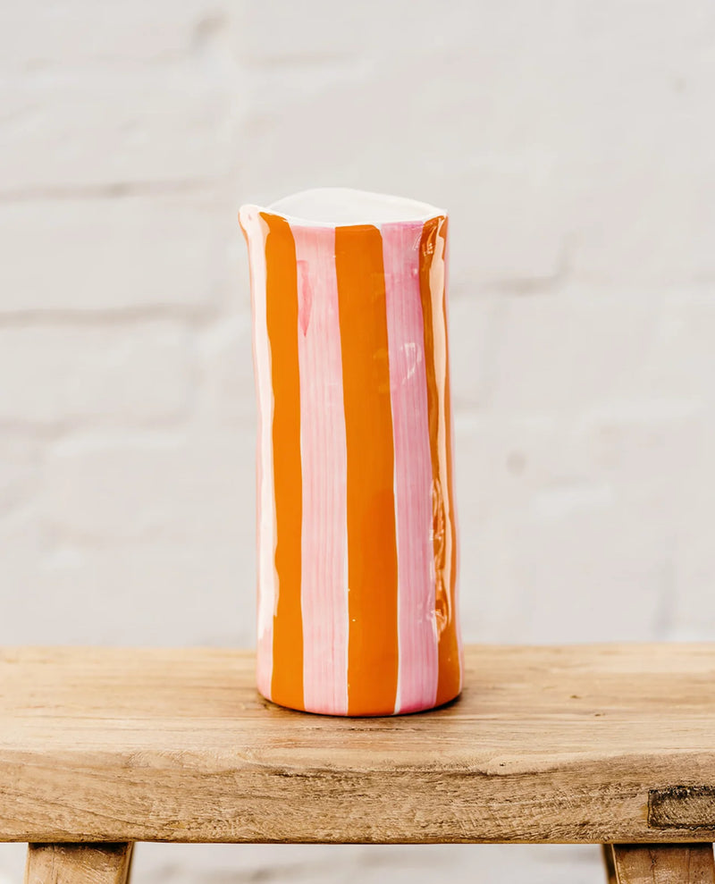 Medium Vase - Pink & Orange Stripe