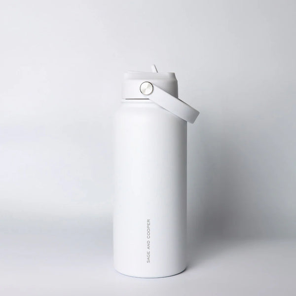 1LTR Insulated Drink Bottle | White