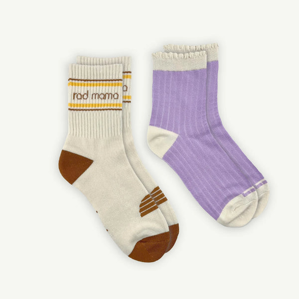 Rad Mama and Lilac Rib Organic Cotton Sock Pack