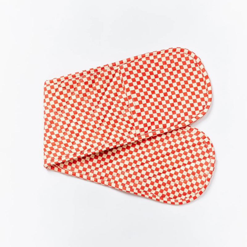 Long Pot Holder Tiny Checkers Red