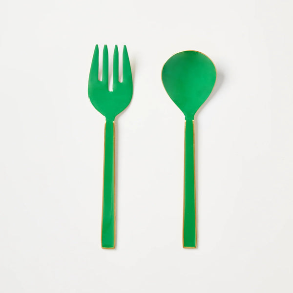 Enamel Emerald Salad Servers