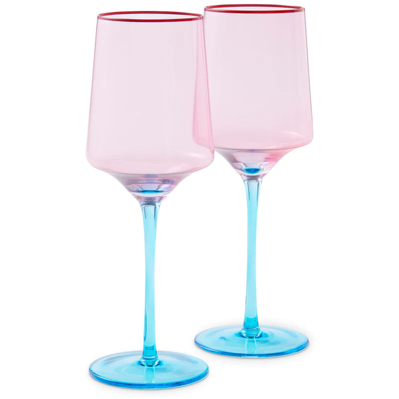 ROSE WITH A TWIST VINO GLASS 2P SET