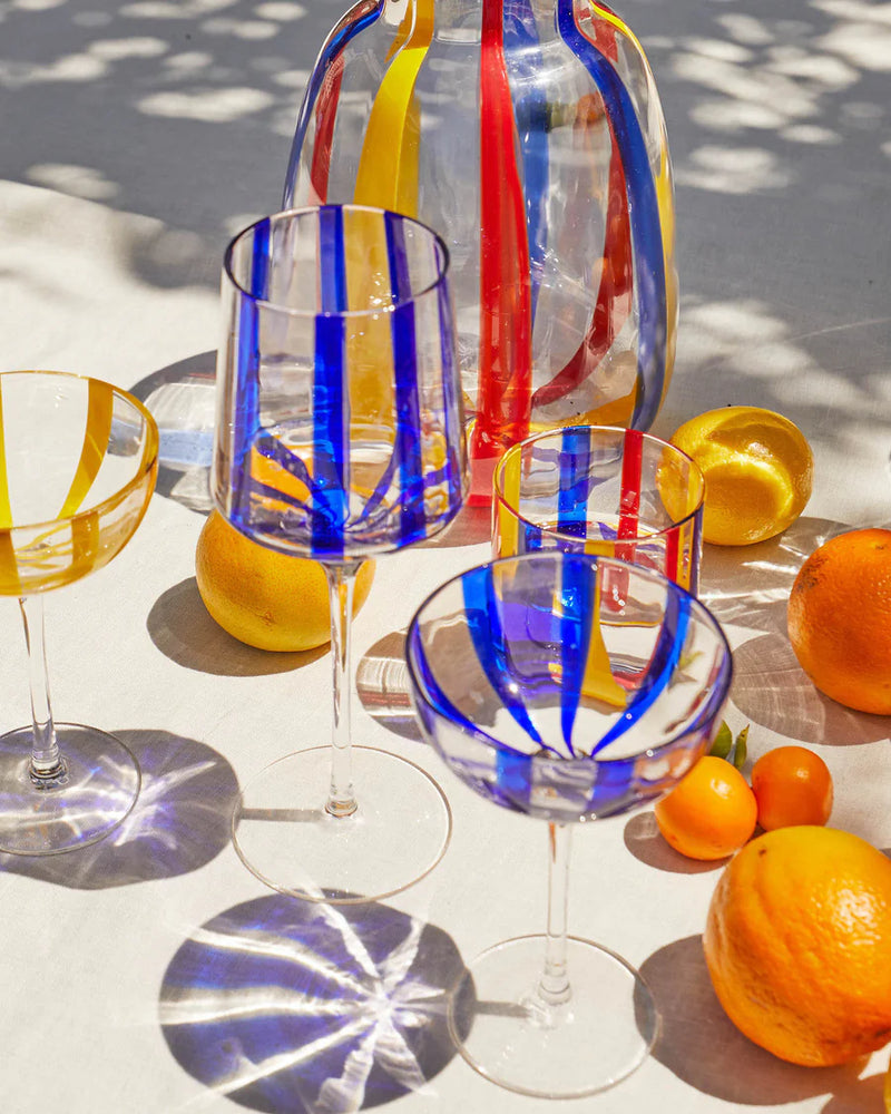 Mykonos Stripe Vino Glass 2P