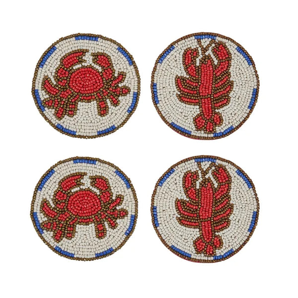 Crustacean Beaded Coasters Set of 4