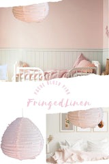 Linen Light Shade - Paere - Fringed- Blush Pink - 50cm