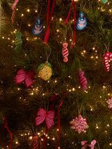 Candy Cane Pink Beaded Christmas Decoration