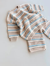 Raised Stripe Knit SET | Oat/Arctic/Snow