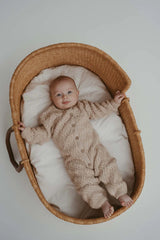 Textured Cotton Knit Romper | Ecru Diamond