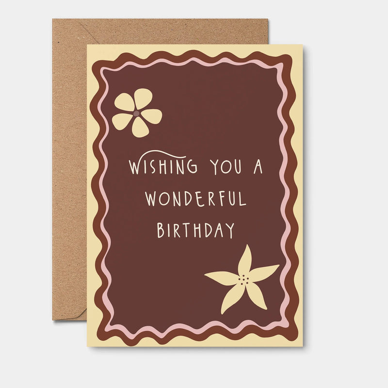 Wishing You A Wonderful Birthday Brown Card