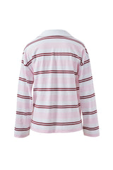 Shelby Slouchy Rugby Top| Sunfaded pink/mulberry stripe