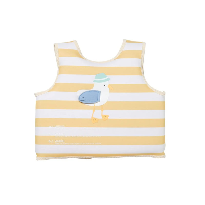 Kids Swim Vest Sammy the Seagull Mustard Stripe