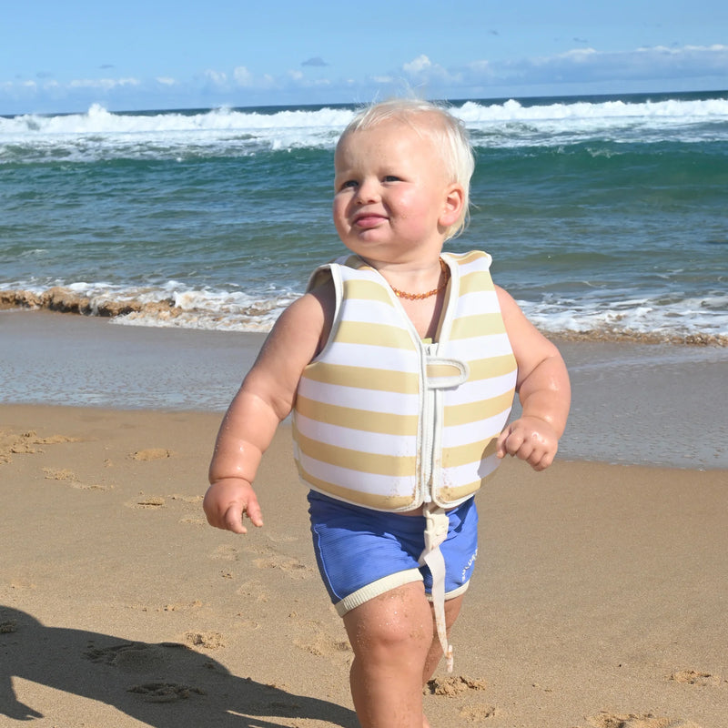 Kids Swim Vest Sammy the Seagull Mustard Stripe