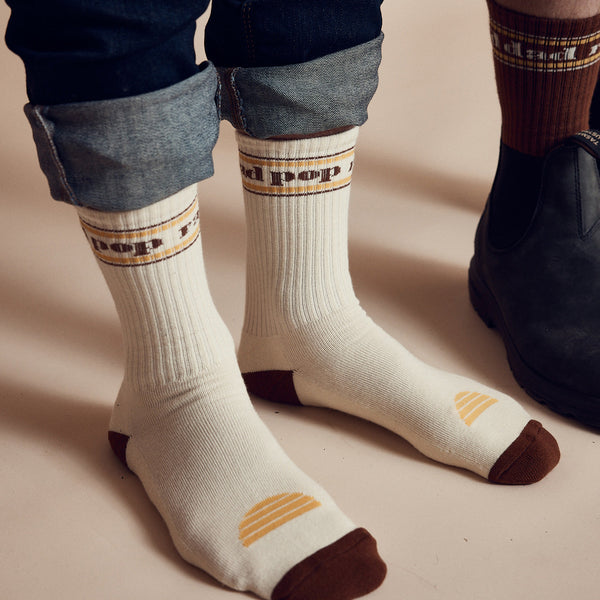 Rad Pop Crew Organic Cotton Sock Pack - Mens Natural / Brown