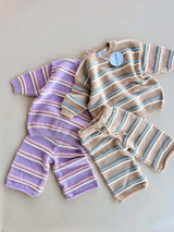 Raised Stripe Knit SET | Oat/Arctic/Snow