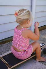 Cleo Rib Set | Raspberry Stripe