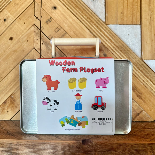 Farm Playset With Puzzle In Tin