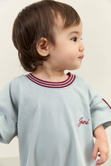Riley T-Shirt Romper - Dusty Blue