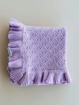 Mila Pointelle Frill Blanket | Lilac