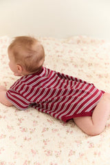 Riley T-Shirt Romper - Cherry Stripe