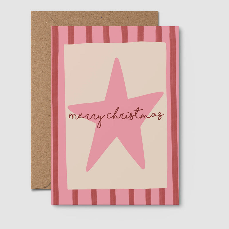 Pink Merry Christmas Greeting Card