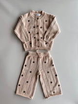 Cotton Knit SET | Embroidery Brown Daisy
