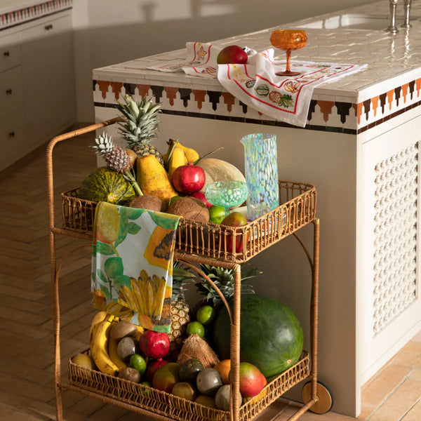 Fruit Salad Blue Tea Towel
