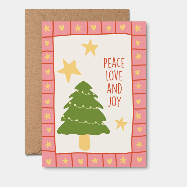 Peace Love Joy Pink Card