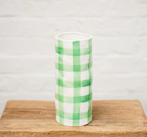 Medium Vase | Mint Gingham