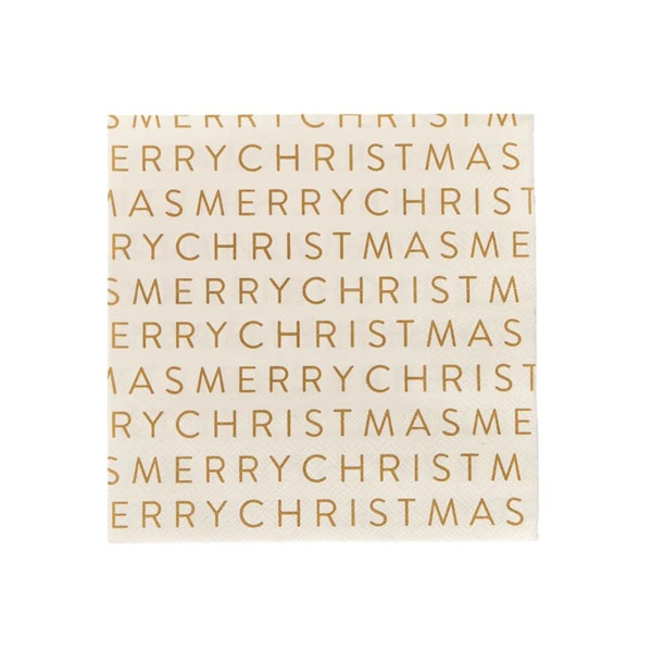 Merry white/gold Napkin 20pk